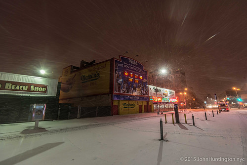 Coney Island at the start of a blizzard